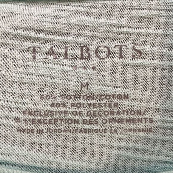 Talbots Top Green Shirt Crochet Trim Women’s Slub Knit Medium Pretty! - Picture 5 of 6